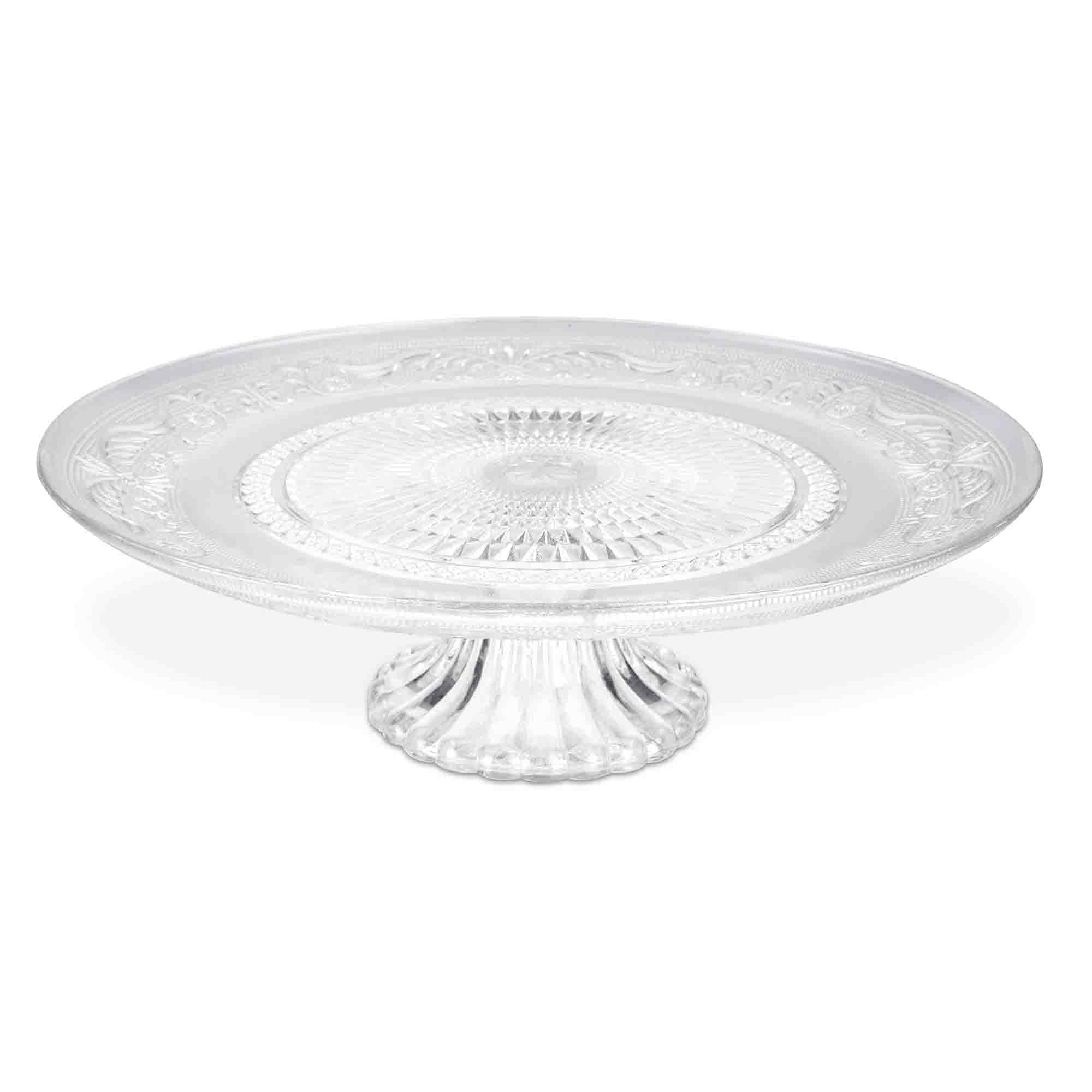 Incrizma Crystal Cake Plate With Stand Round Pedestal/Footed Service Glass Cake Plate/Cake Stand (11 Inches)